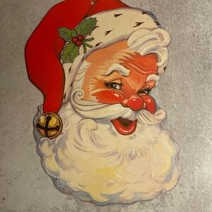 Santa Claus  vintage eureka diecut Christmas holiday Two Sided Fuzzy